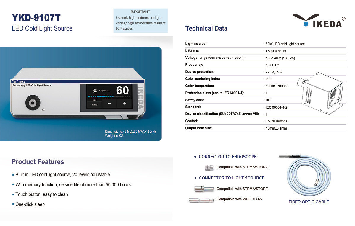 YKD-9107T Medical Endoscope LED Cold Light Source