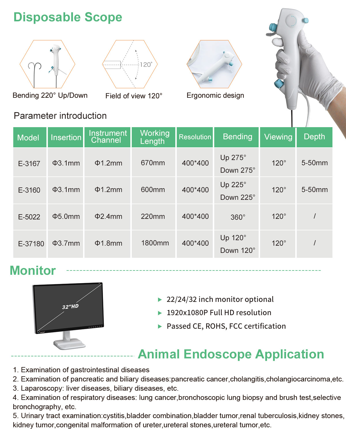 AKX-9625H Veterinary Video Endoscopy system